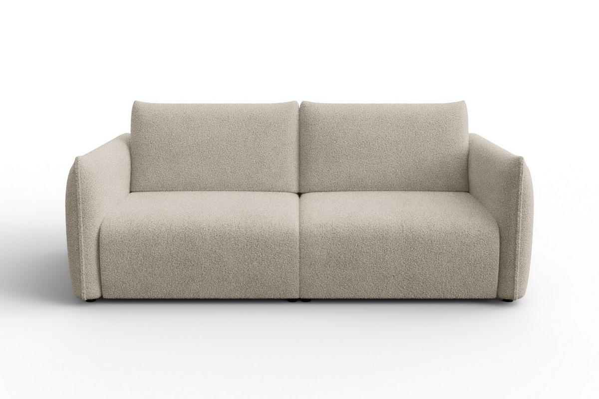 SOFA TAUER 3-Sitzer, Bouclé-Stoff beige - Beige/Schwarz, Holz/Textil (206/84/112cm) - Courtois Laville
