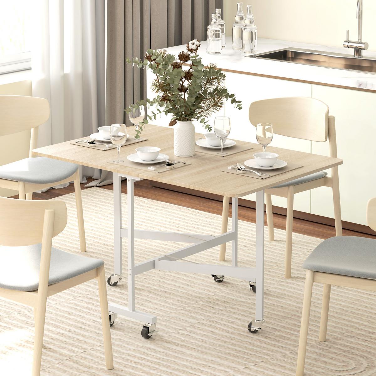KLAPPTISCH Spanplatte Stahl Eiche-weiß - Eichefarben/Weiß, Holzwerkstoff/Metall (120/80/73cm) - HOMCOM