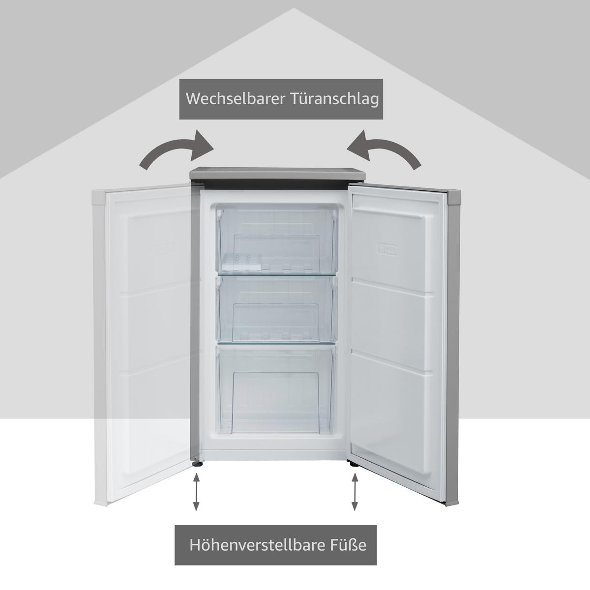 GEFRIERSCHRANK, 63 Liter Nutzinhalt, 4-Sterne, klein, leise, silber, CF-34-101-S - Silberfarben, Kunststoff/Metall (48/82.1/51cm) - Telefunken