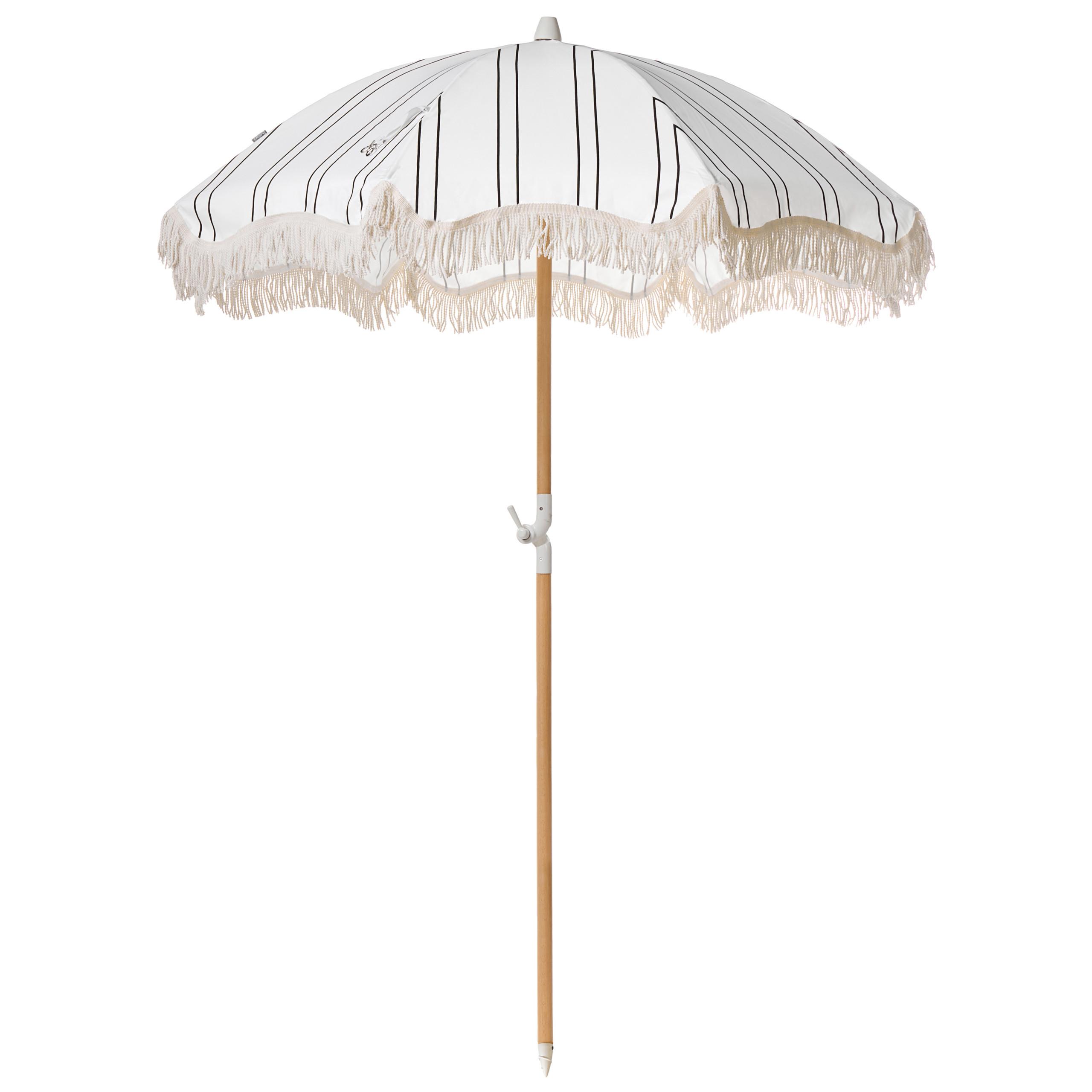 SONNENSCHIRM 155 cm Weiß/Schwarz Mondello - Schwarz/Weiß, Holz (155/155cm) - Beliani