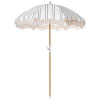 SONNENSCHIRM 155 cm Weiß/Schwarz Mondello - Schwarz/Weiß, Holz (155/155cm) - Beliani