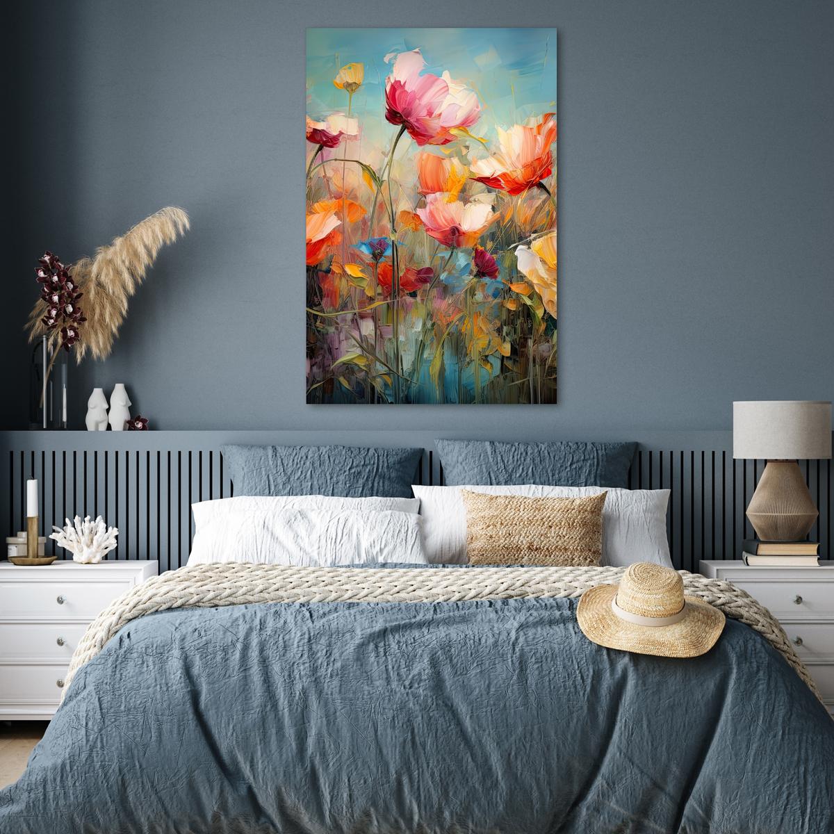 POSTER Blumen - Aquarell - Kunst - Botanisch - Natur Wandbild Schlafzimmer 80x120 cm - Orange, Papier (80/120/0.1cm) - MuchoWow