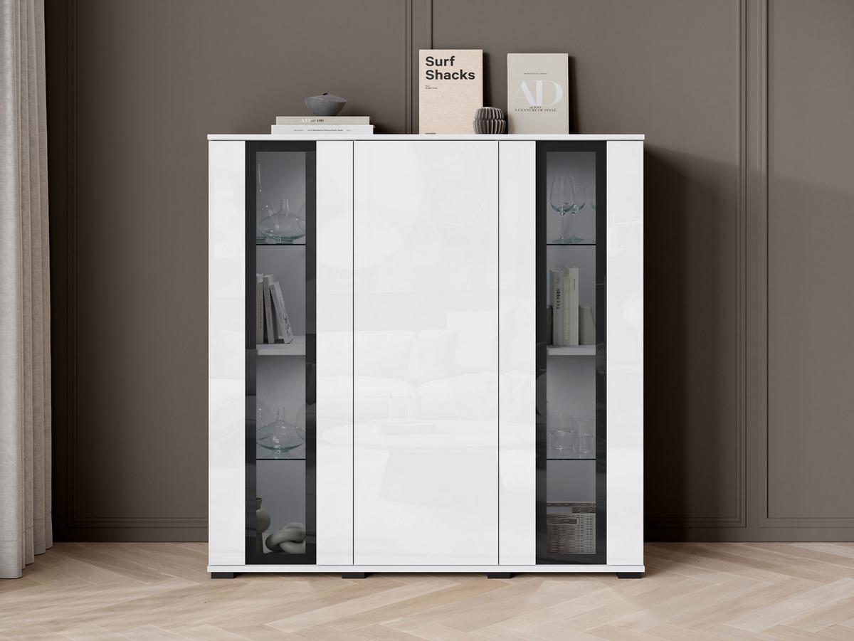 KOMMODE Caro HB 120 - Schwarz/Weiß, Holzwerkstoff/Kunststoff (120/122/40cm) - MIRJAN24