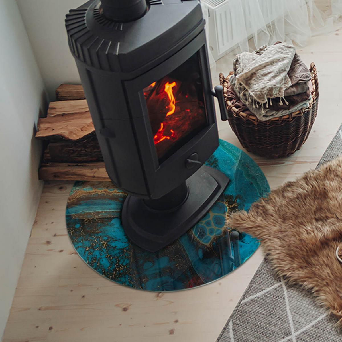 GLASPLATTE für Kamin Ø 60 cm - Türkis, Glas (60/60/0.4cm) - TULUP