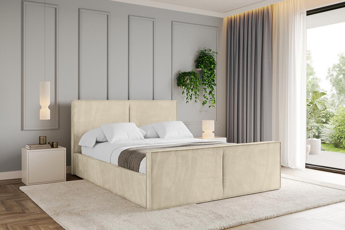 POLSTERBETT mit Bettkasten, Fußteil und Lattenrost, Boxbett ohne Matratze - VANTO-Z 180x200 Beige - Ecru, Holzwerkstoff/Textil (180/200cm) - ALTDECOR