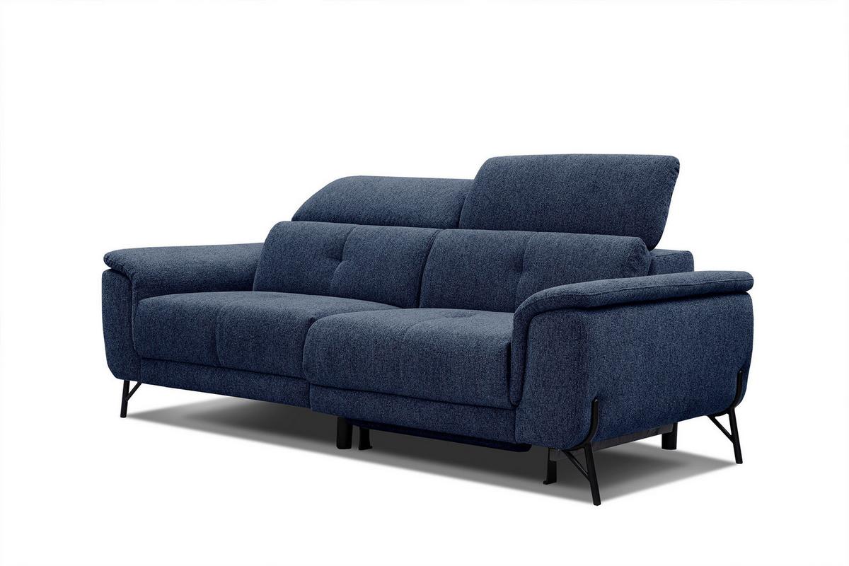 SOFA AVENA 3-Sitzer mit 1 Relaxfunktion, dunkelblau - Dunkelblau, Holzwerkstoff/Textil (204/80/108cm) - Wozimo