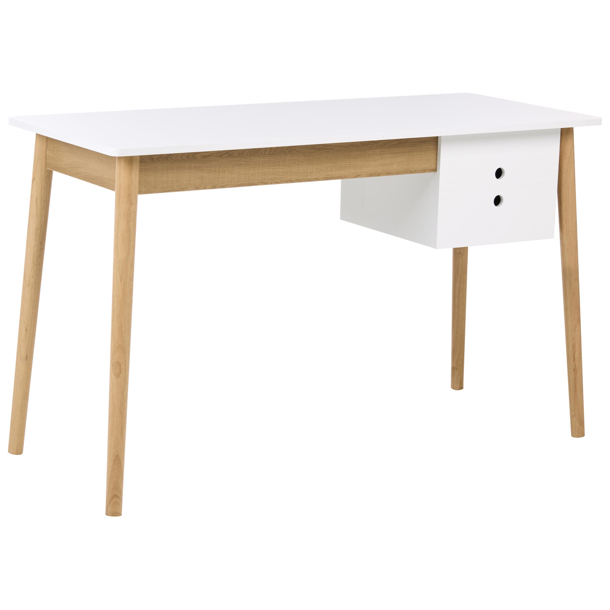 SCHREIBTISCH Hellbraun/Weiß 120/50 cm Fenestra - Hellbraun, Holzwerkstoff (50/120/75cm) - Beliani