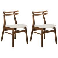 ESSZIMMERSTUHL 2er-Set Hellbeige Cynthiana - Beige/Braun, Holz (47/77/55cm) - Beliani