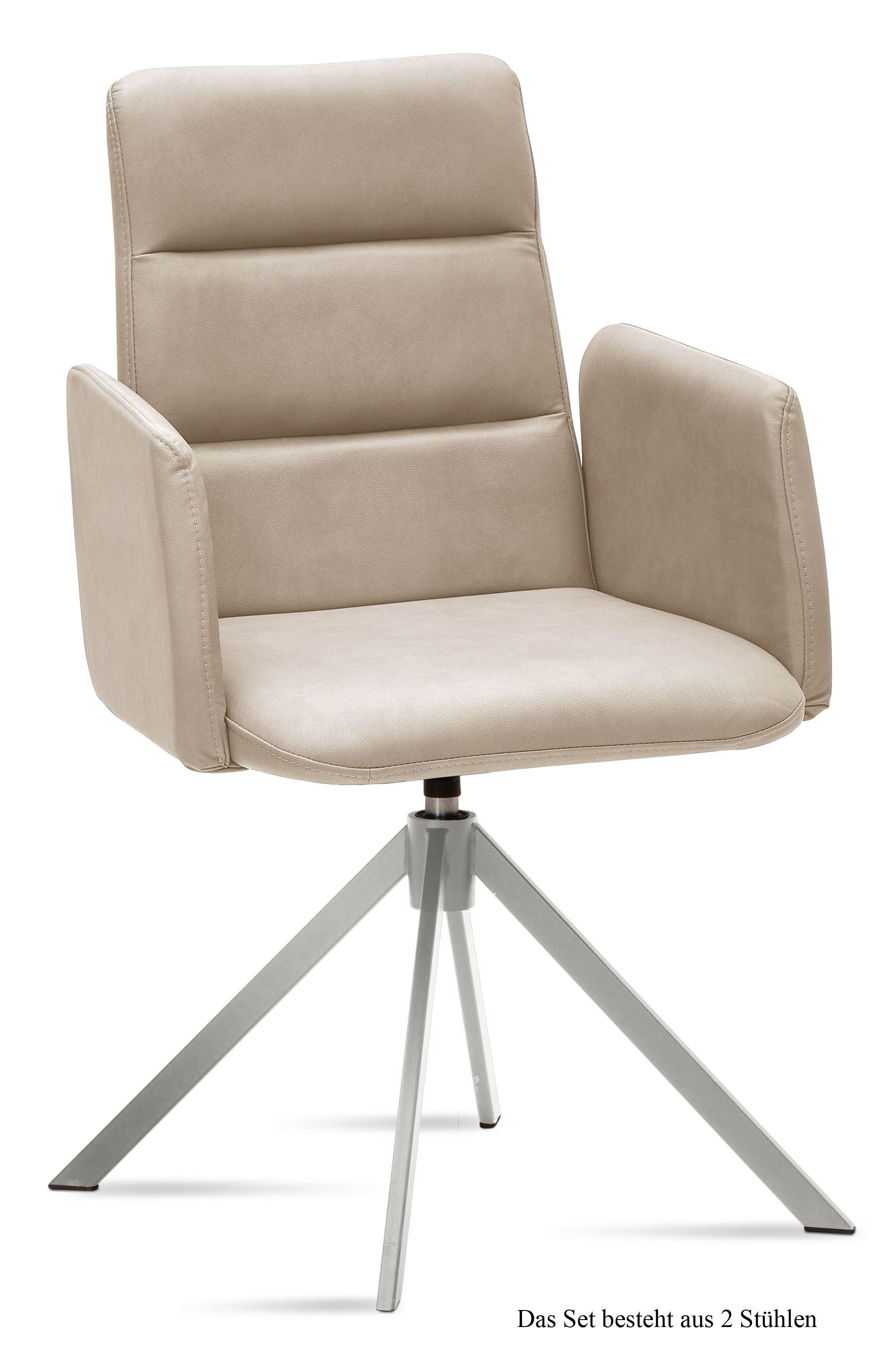 ARMLEHNSTUHL drehbar (2er-Set) Dulcia 52x92x60 Edelstahl/Natur - Edelstahlfarben/Naturfarben, Kunststoff (60/92/52cm) - 58aufmkessel