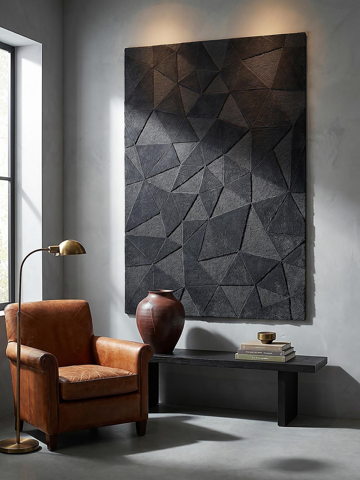 WOLLTEPPICH DEBEN, geometrisch, Anthrazit, 200 x 290 cm - Anthrazit, Textil (290/200cm) - KADIMA DESIGN