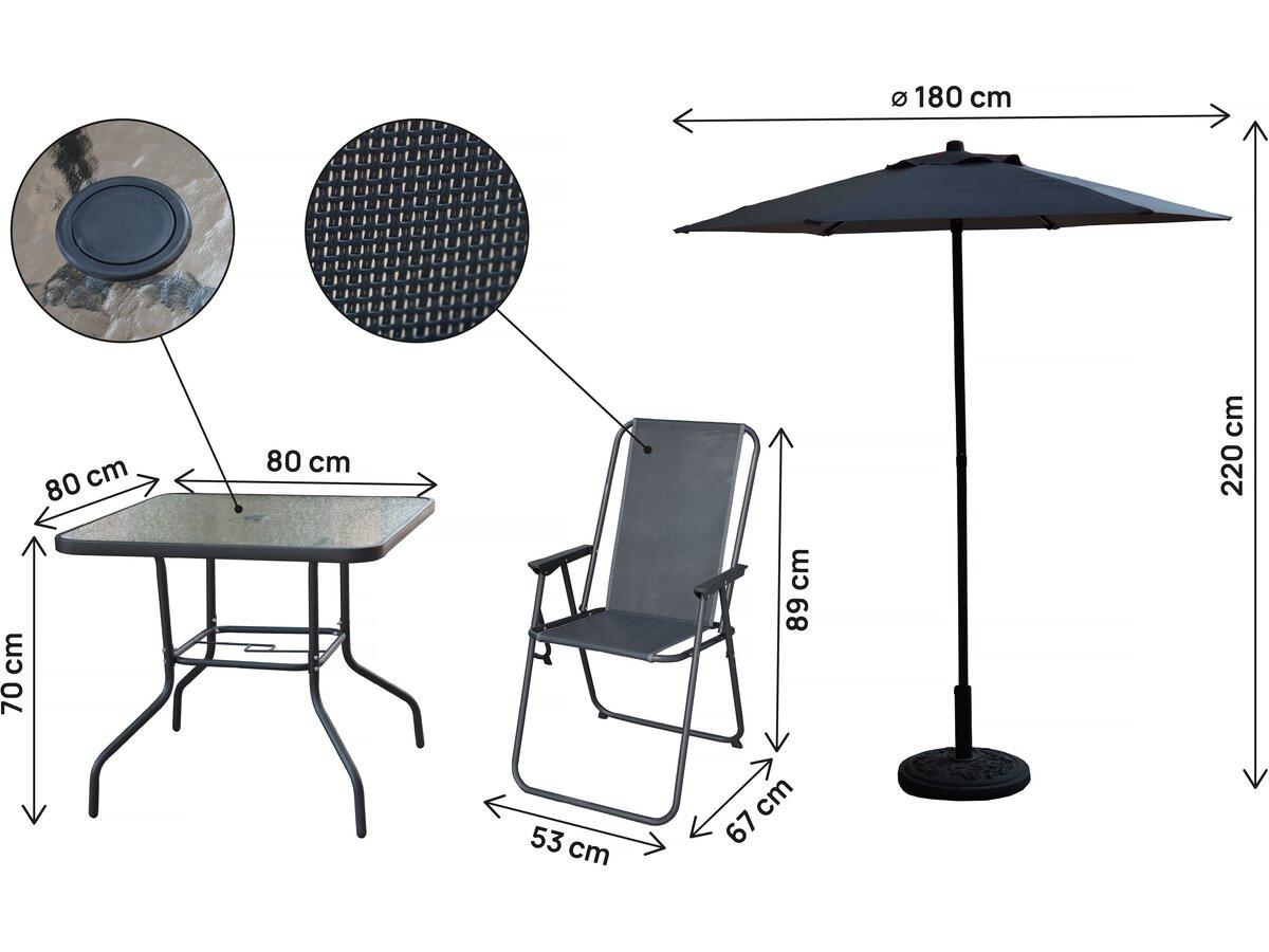 GARTEN-ESSMÖBELENSEMBLE convivia Grau - Anthrazit, Metall - Habitat Garten