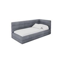 EINZELLBETT Jugendbett mit Bettkasten und Matratze H3/H4, Links - BEMY 100x200 Grau - Grau, Holzwerkstoff/Textil (100/200cm) - ALTDECOR