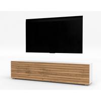 LOWBOARD ZIVOLLI 160 Weiß, Wotan Lamellen 160/36,5/40 cm – Hängend und Stehend - Hellbraun/Weiß, Holzwerkstoff/Kunststoff (160/36.5/40cm) - AX Living