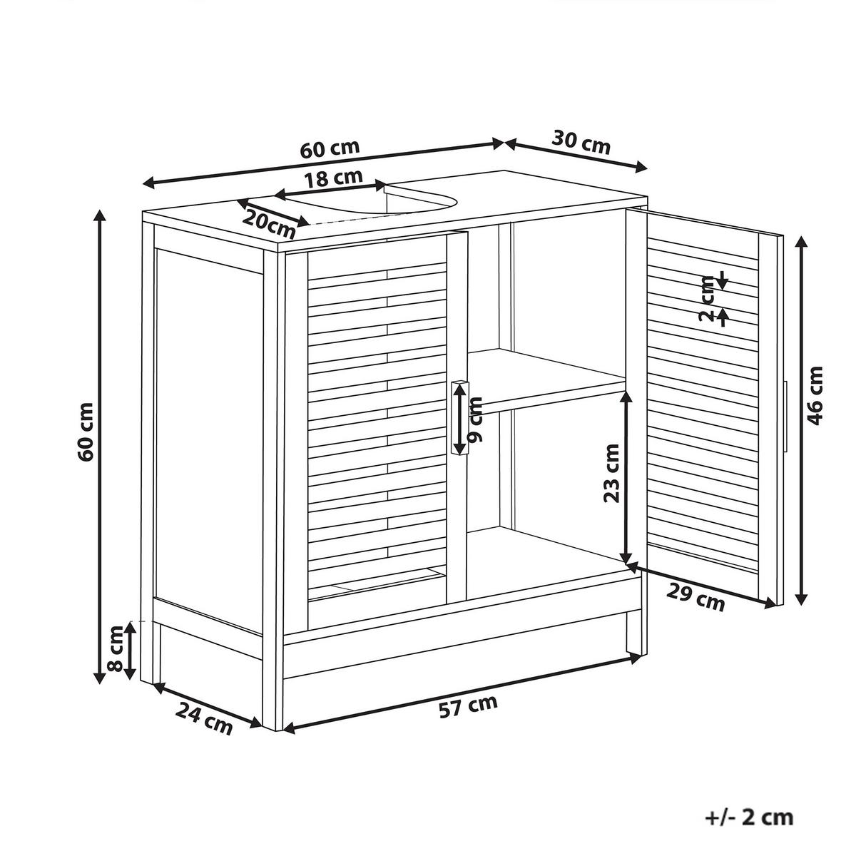 WASCHBECKENUNTERSCHRANK Bambus 60 cm Schwarz Missoula - Schwarz, Holz (60/60/30cm) - Beliani