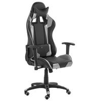 GAMINGSTUHL Kunstleder Schwarz/Silber Knight - Schwarz, Kunststoff/Textil (71/129/71cm) - Beliani
