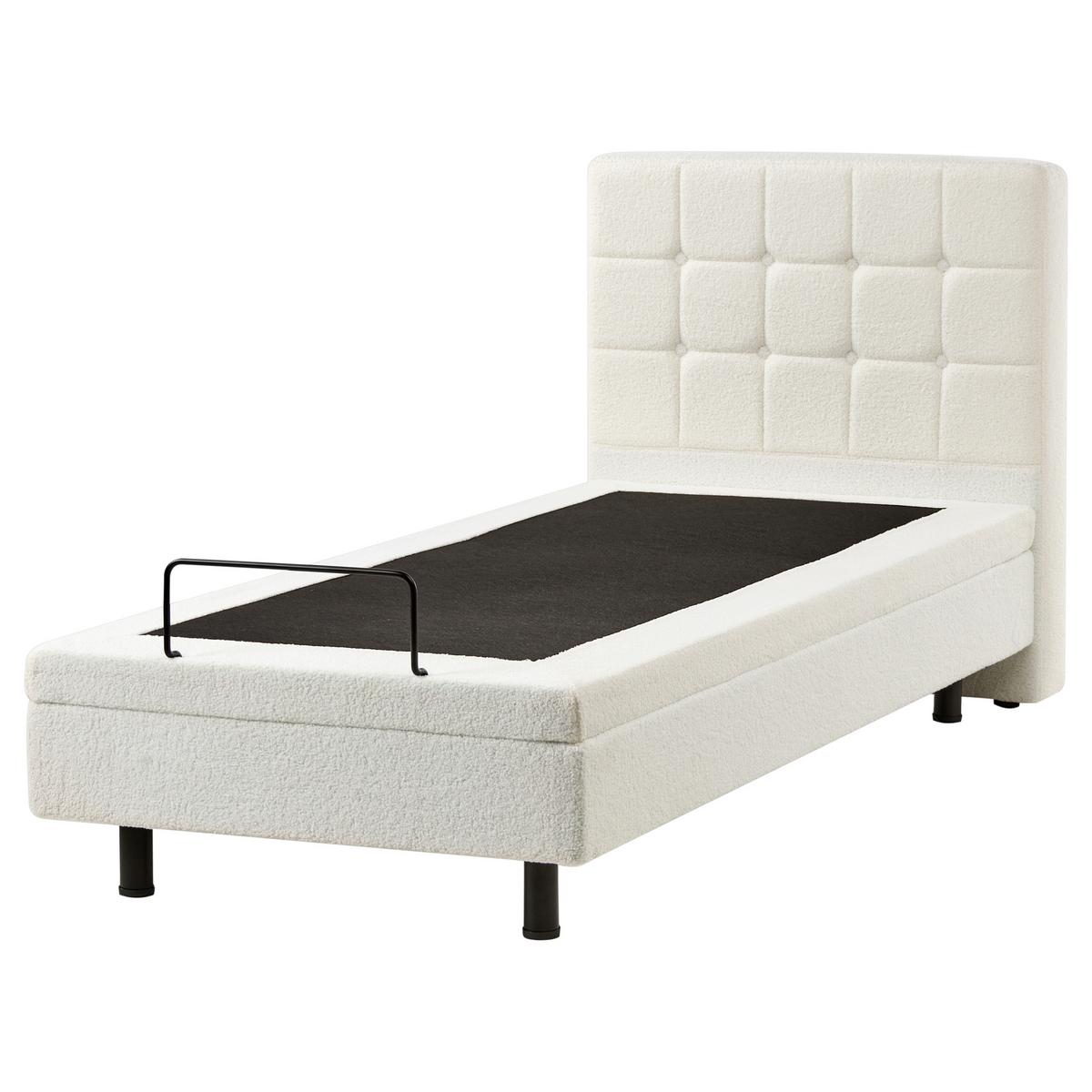 BETT verstellbar 90/200 cm Bouclé Cremeweiß Duke - Creme, Textil (90/200cm) - Beliani