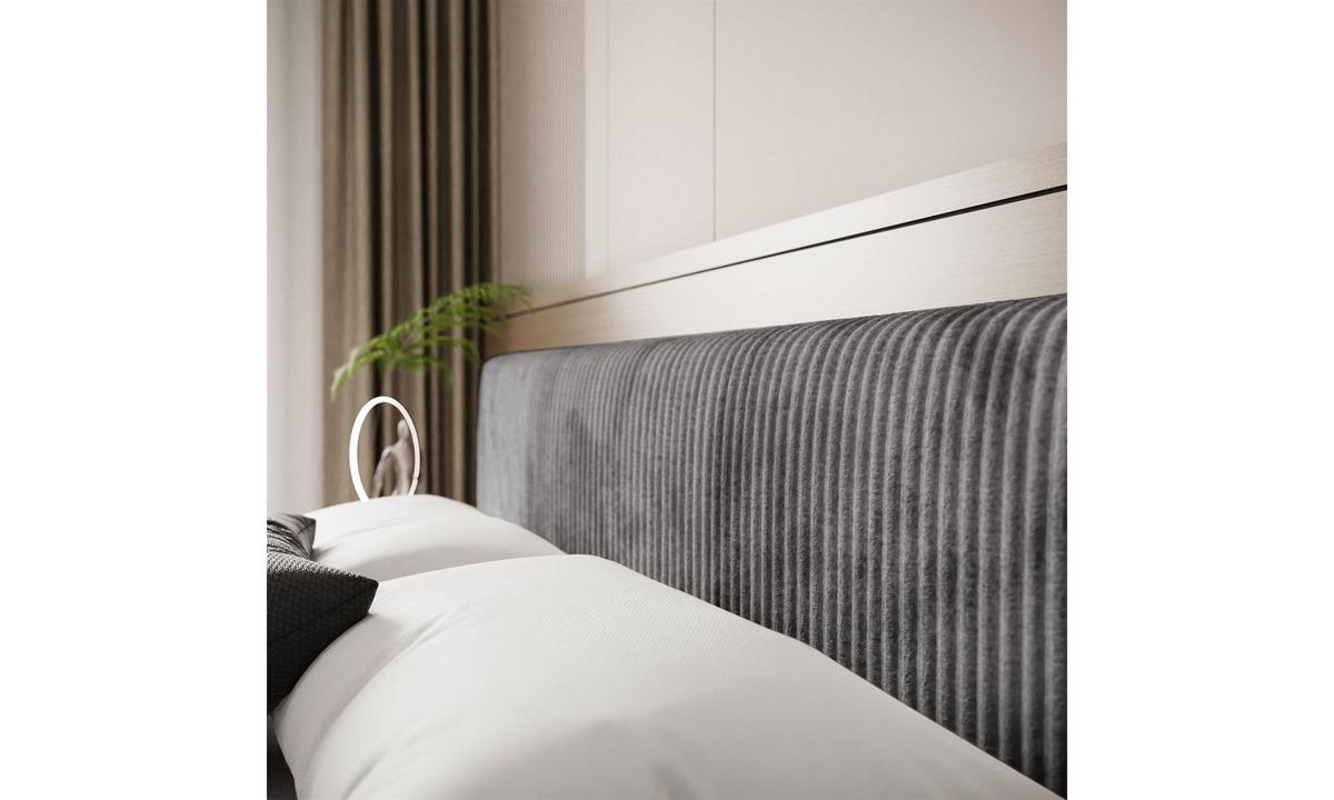 POLSTERBETT TILIA LUX 180x200 cm Tilia 90, 34 Holzlatten, Kopfteil 95 cm - Grau, Textil (180/200cm) - Lookway