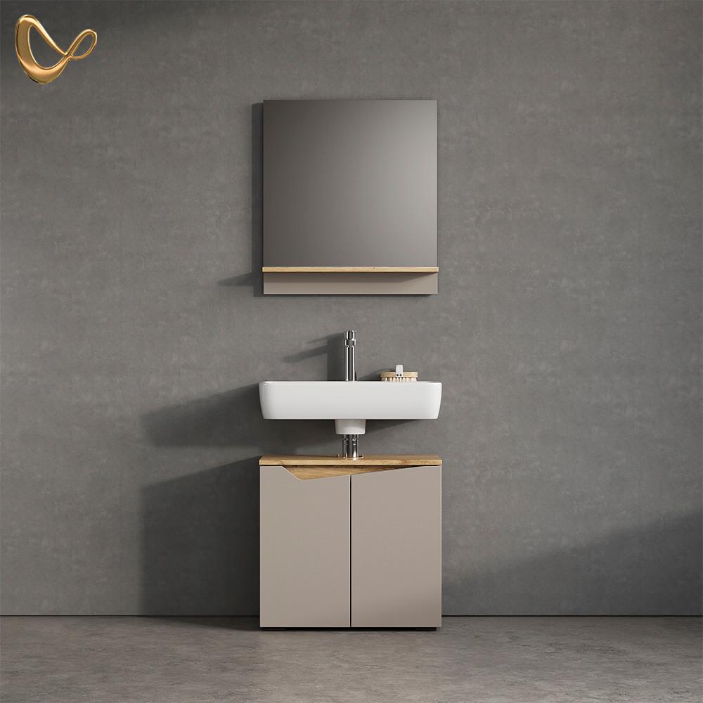 BADMÖBEL-SET Timavo Greige 2 Teile - Greige, Holzwerkstoff (60/57/35cm) - Livinity®