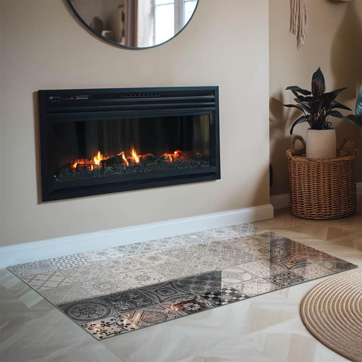 GLASPLATTE für Kamin 120x80 cm - Schwarz, Glas (120/80/0.4cm) - TULUP