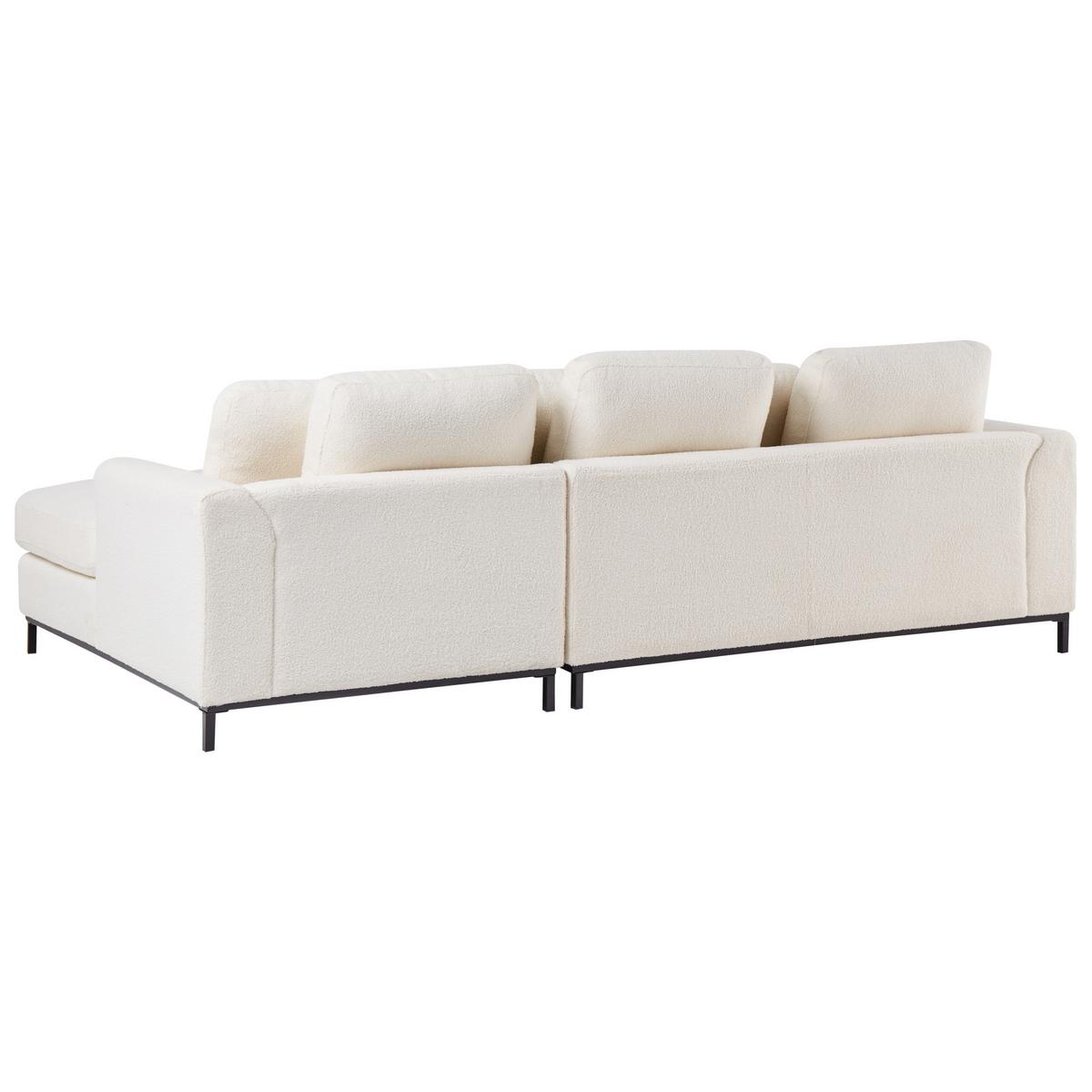 ECKFSOFA 5-Sitzer Bouclé Weiß mit Ottomane linksseitig Oslo - Schwarz/Weiß, Textil (270/151cm) - Beliani