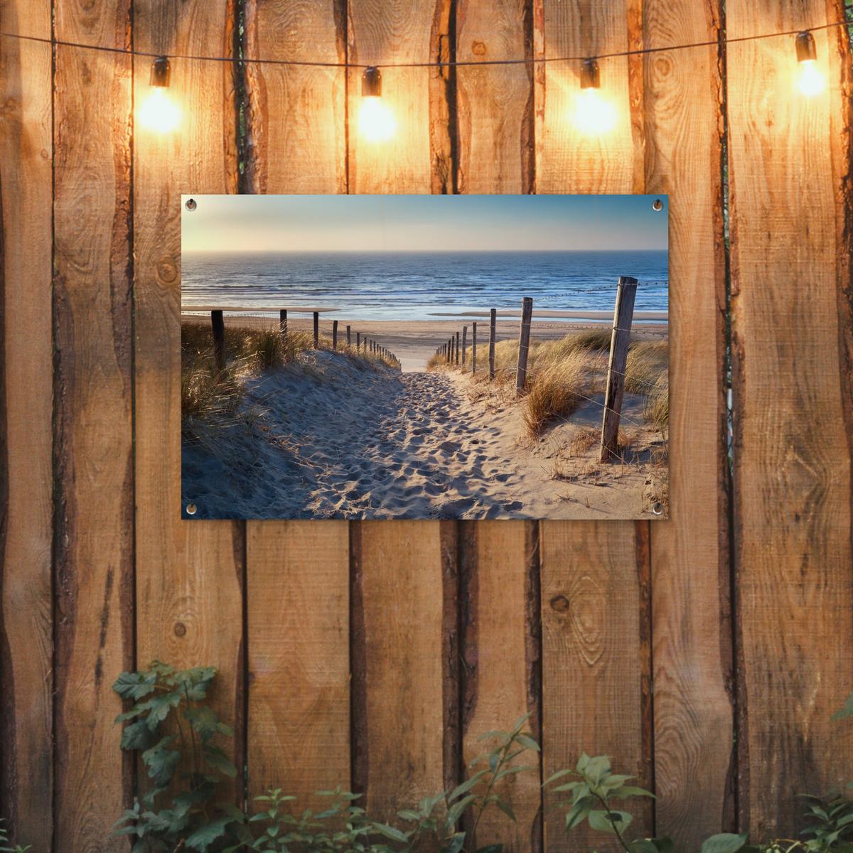 GARTENPOSTER Strand - Meer - Niederlande - Dünen - Sonne Gartendeko 90x60 cm - Sandfarben, Kunststoff (90/60/0.2cm) - OnlyWow