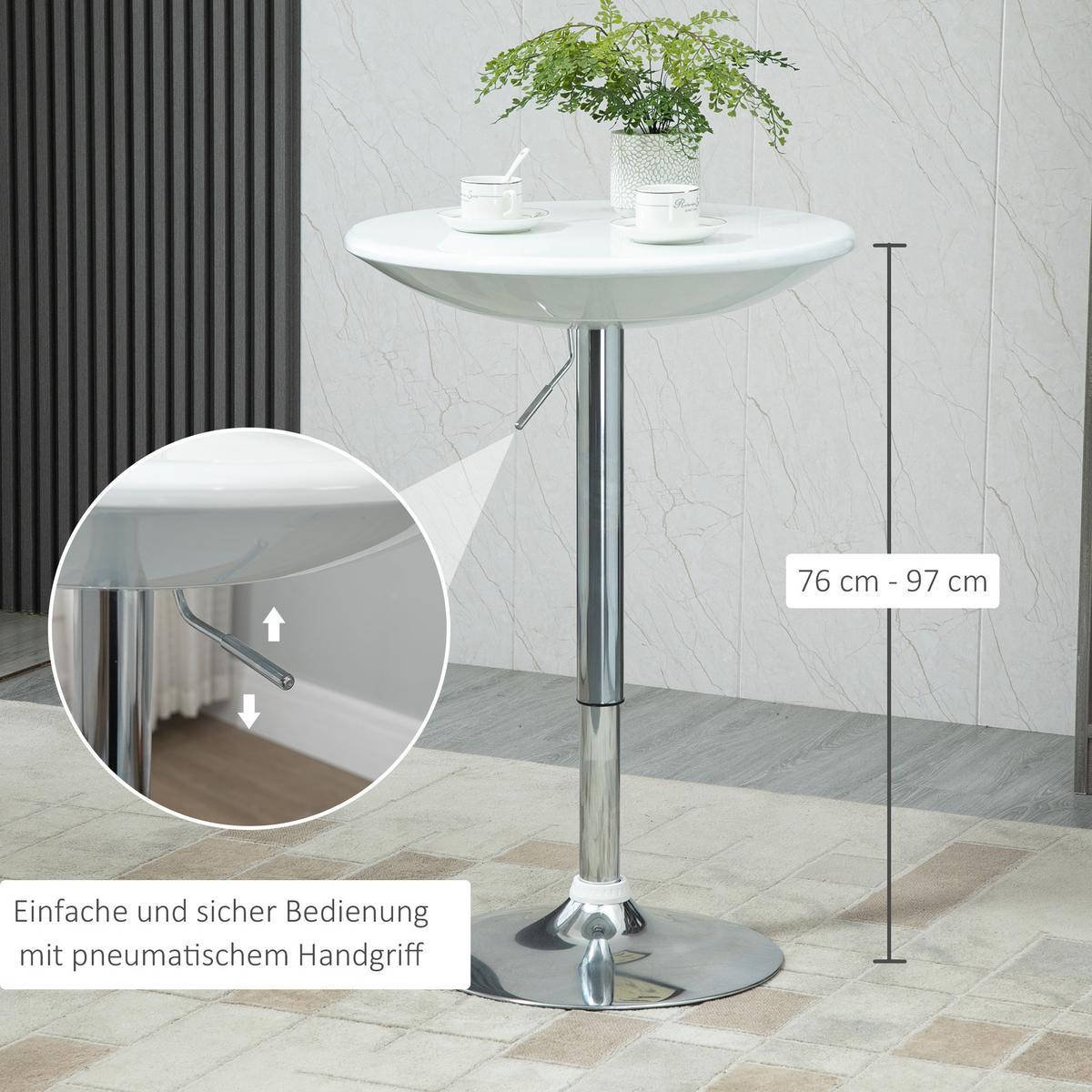 BARTISCH, Metall, ABS-Lackierung, Weiß - Weiß, Metall (61/61/97cm) - HOMCOM