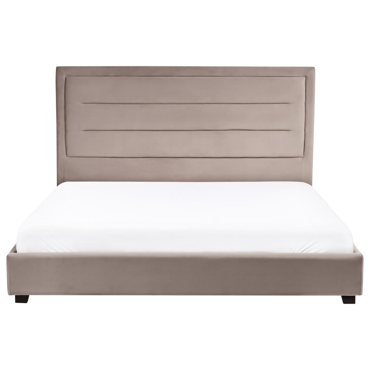 BETT mit Lattenrost 180/200 cm Taupe Rouen - Taupe/Schwarz, Textil (180/200cm) - Beliani