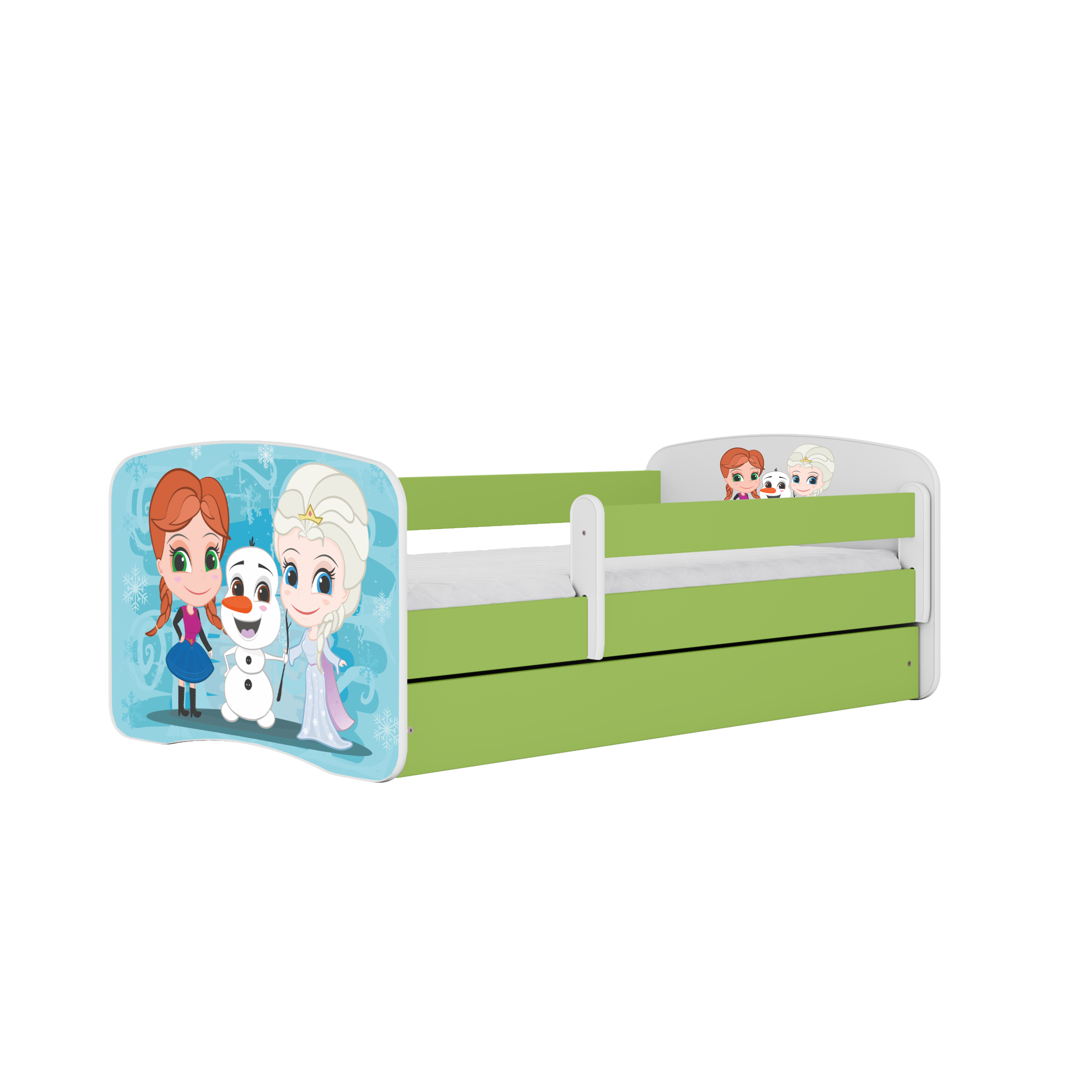 KINDERBETT mit Schublade Winterschwestern 140/70 80/61/144 - Grün, Holzwerkstoff (70/140cm) - RAUMHIRSCH FURNITURE