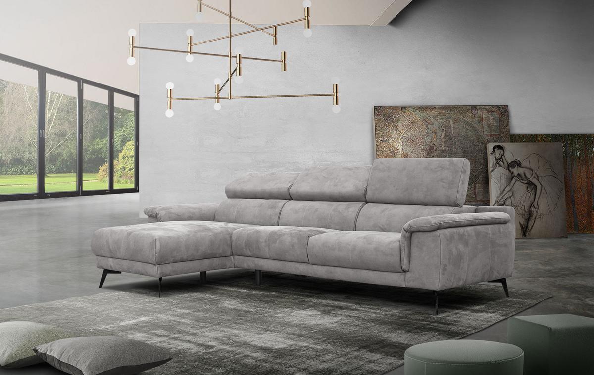 ECKSOFA FIERO 4-Sitzer, hellgrau - Hellgrau/Schwarz, Holzwerkstoff/Textil (158/269cm) - Wozimo