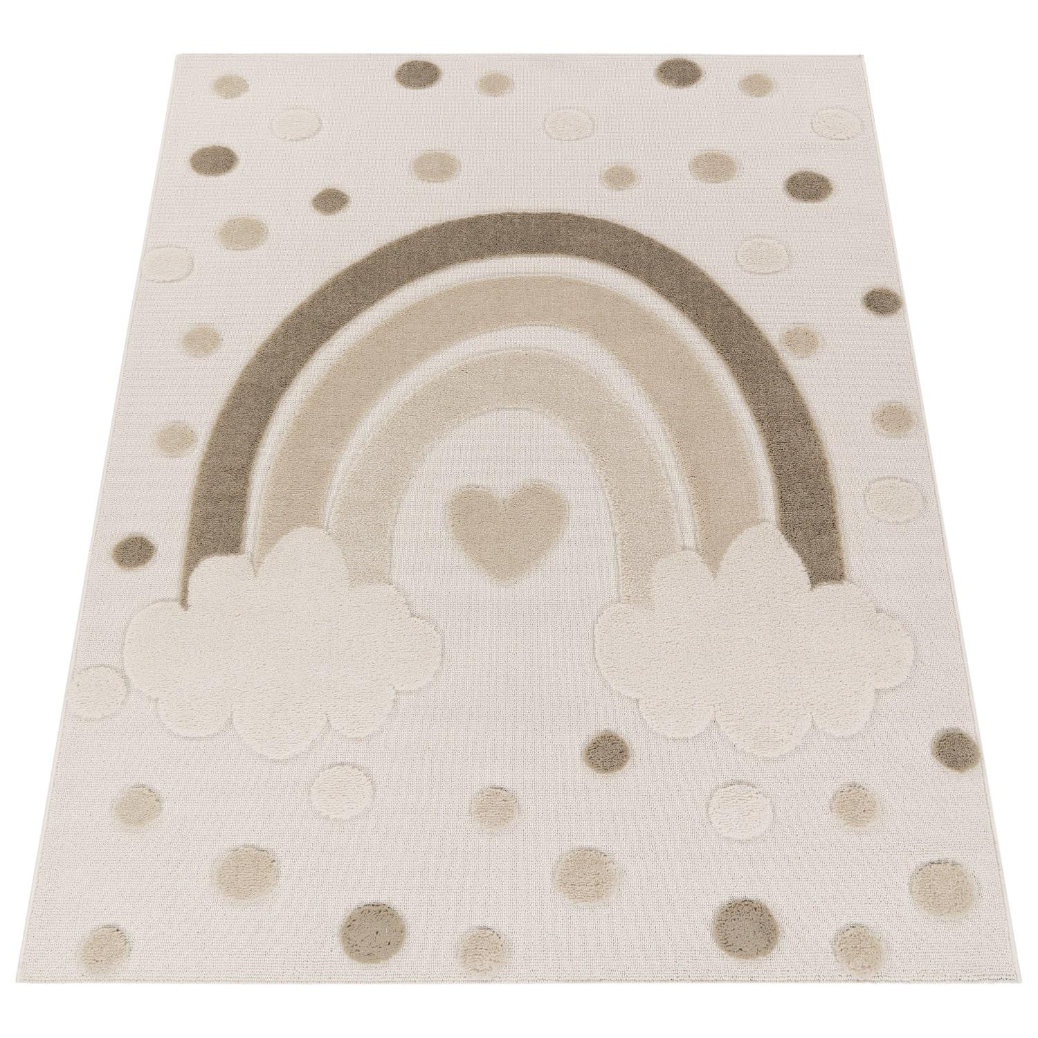 KINDERTEPPICH, mit Regenbogen-Motiv, Sand, 160 x 220 cm - Beige, Textil (220/160cm) - KADIMA DESIGN