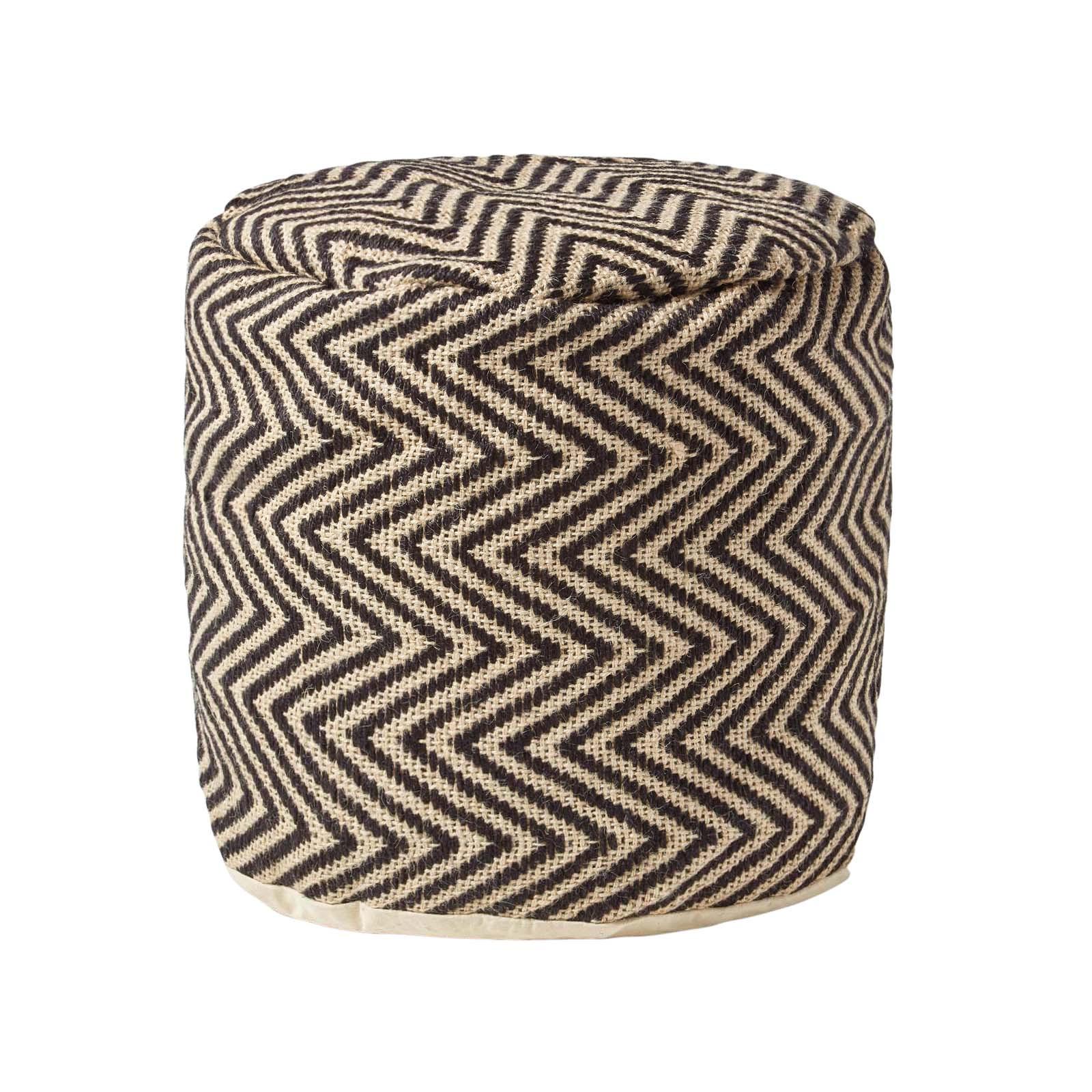 SITZPOUF rund mit Zickzack-Muster, 40/40/45 cm - Schwarz, Textil (45/40/45cm) - Homescapes