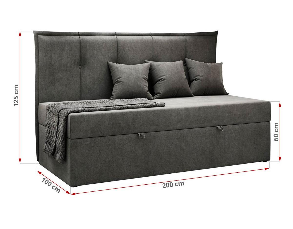 BOXBETT BANCO 90/200 Dunkelgrau Velvet hydrophob - H3 - Dunkelgrau, Holz/Textil (90/200cm) - MKS