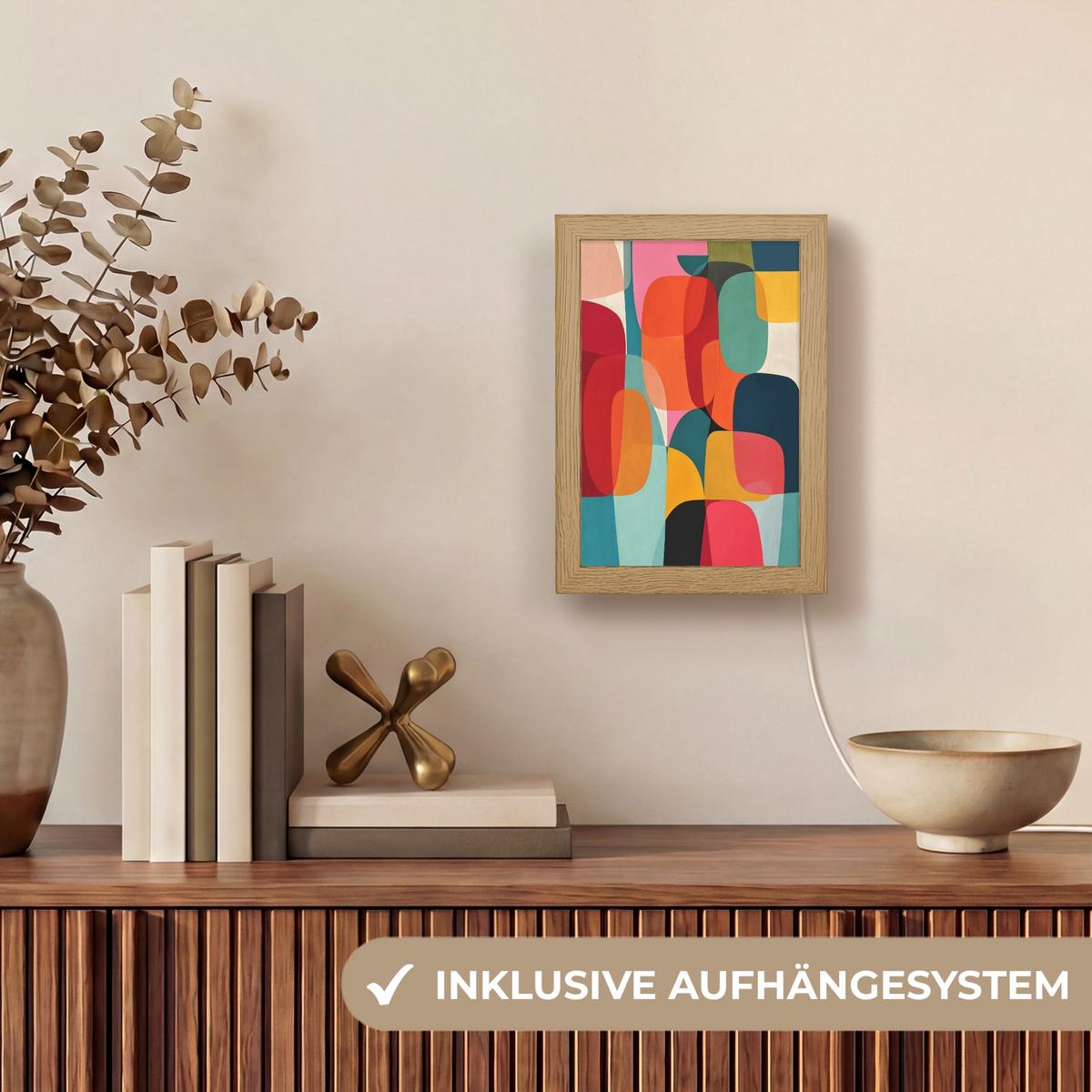 WANDLEUCHTE Formen - Bunt - Abstrakt - Flugzeuge 15x20 cm - Multicolor, Holzwerkstoff (15/20/8cm) - OnlyWow