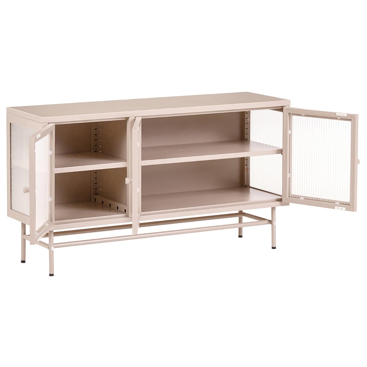SIDEBOARD mit Glastüren Metall 115 cm Beige Devon - Beige, Metall (115/64/35cm) - Beliani