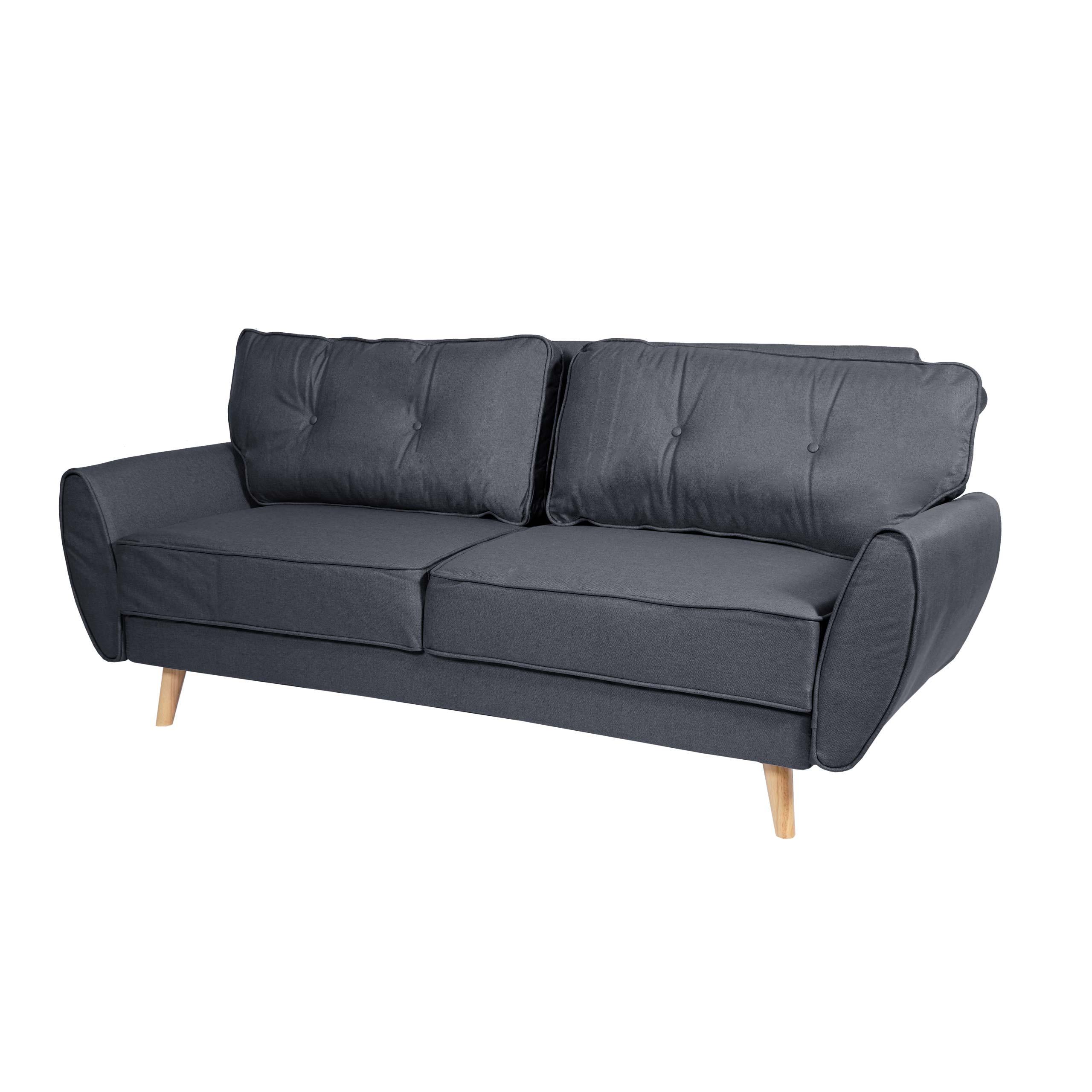 3ER-SOFA Anthrazit - Anthrazit/Schwarz, Textil (203/94/116cm) - MCW