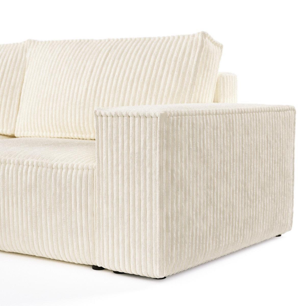 ECKSOFA CAVO mit Schlaffunktion Creme im Tilia Stoff - Creme/Schwarz, Holz/Holzwerkstoff (255/148cm) - AltaBeds