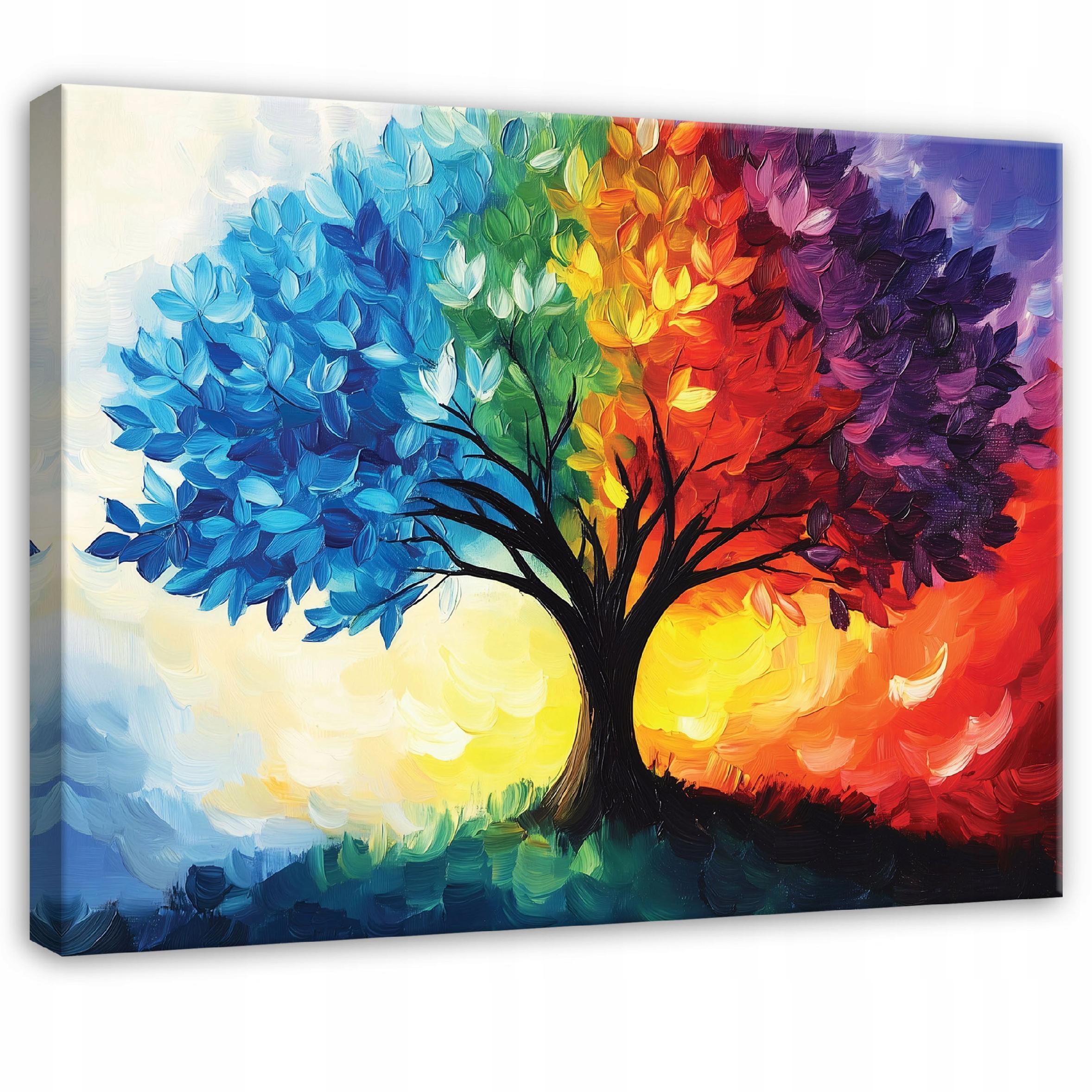 LEINWAND BILDER Abstrakt Baum des Lebens Modern Wohnzimmer 120x80 - Multicolor, Holzwerkstoff (120/80cm) - Wallarena