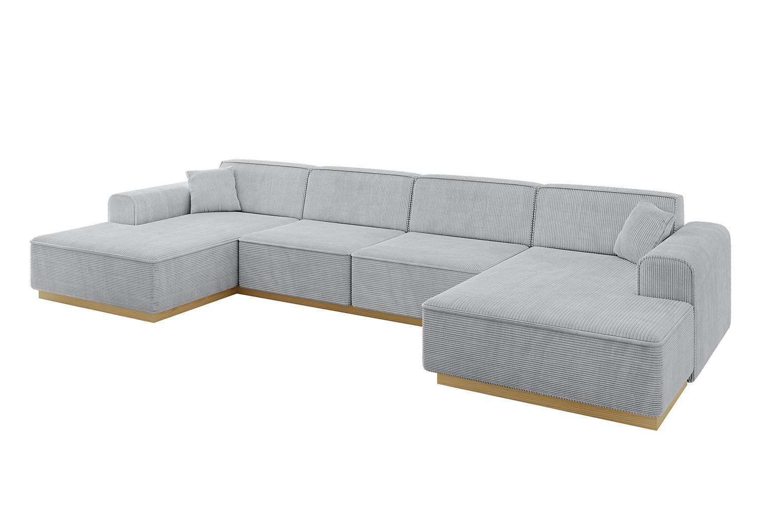 WOHNLANDSCHAFT IREA-U2-v2 - 386x165x80 cm Grau - Grau, Holzwerkstoff/Textil (386/80/165cm) - ALTDECOR