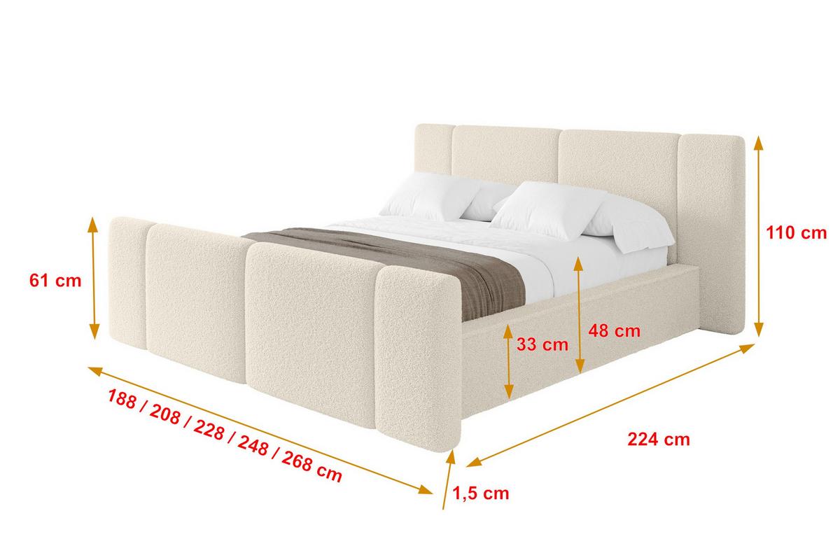 POLSTERBETT mit Bettkasten, Fußteil und Lattenrost, Bett mit Matratze H3/H4 - RIVO-Z 180x200 Beige - Champagner, Holzwerkstoff/Textil (180/200cm) - ALTDECOR