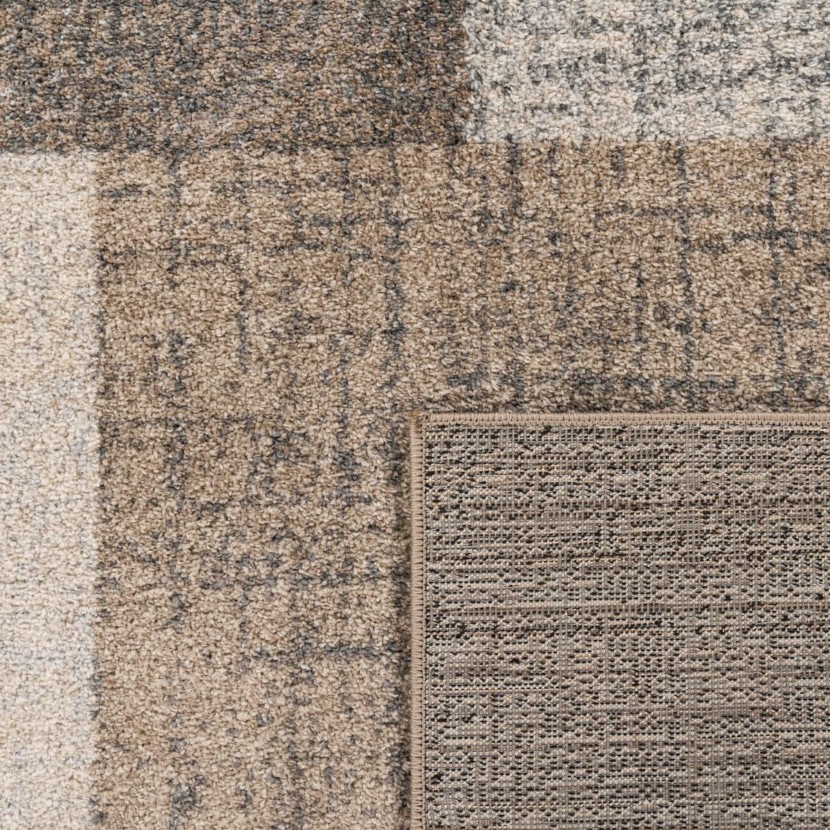 KURZFLORTEPPICH, mit geometrischem Blockmuster, Braun, 80 x 150 cm - Braun, Textil (150/80cm) - KADIMA DESIGN