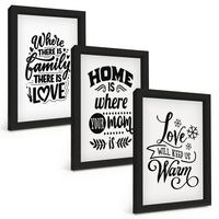 BILDER SET 3er Set - 20x30 cm Schwarzer Rahmen - Familie, Liebe, Zuhause, Wärme - Schwarz, Kunststoff (20/30cm) - TULUP