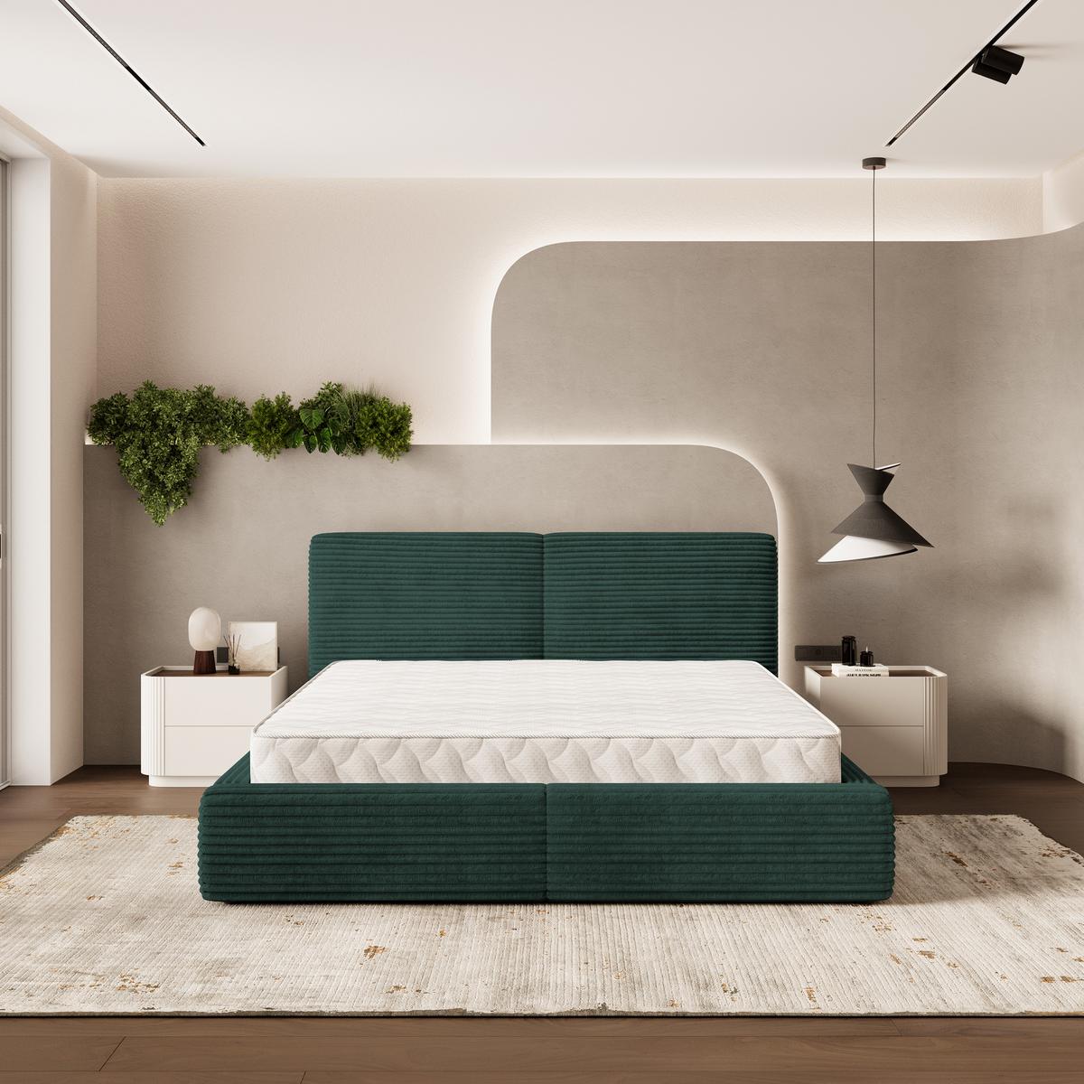 POLSTERBETT FELURO T 120x200 cm mit Bettkästen - Grün - Grün, Holz/Textil - MASSENO