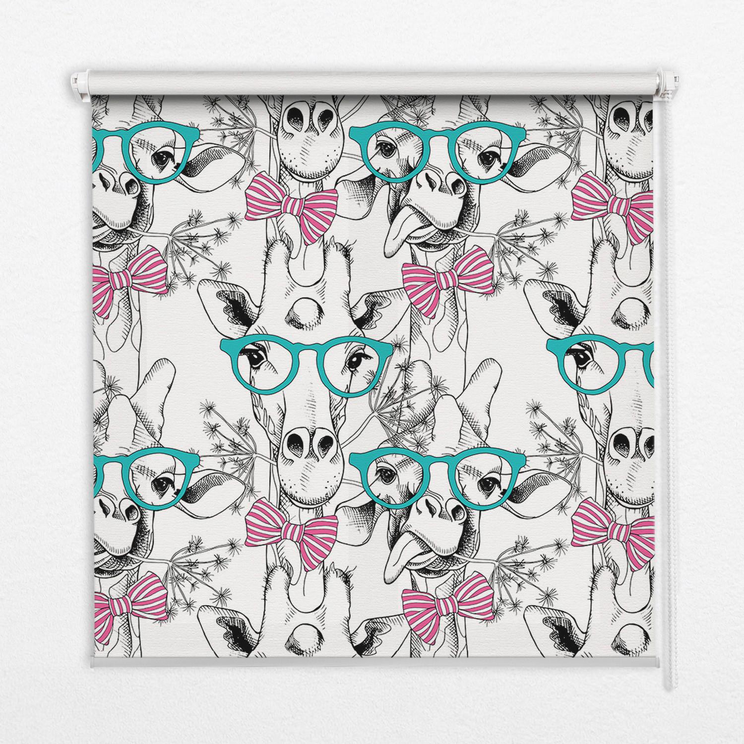 INNENROLLO - Fensterrollo - Rollo - 80x180 cm - Giraffe mit Brille - Grau, Kunststoff (80/180/0.5cm) - TULUP
