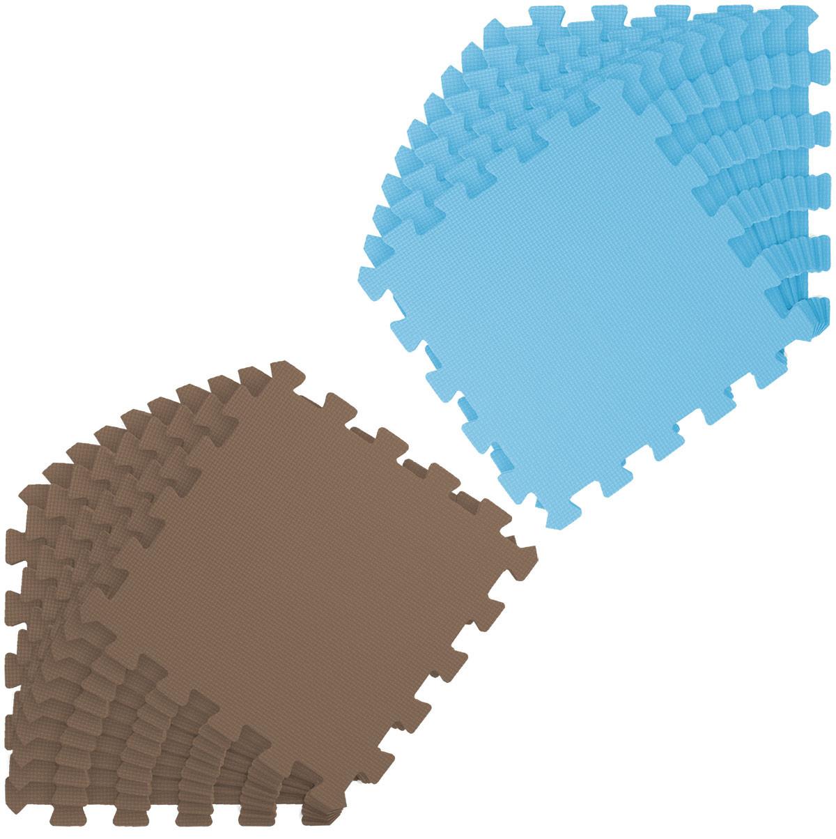 SPIELMATTE ab Null - 180/90/1 cm Puzzlematte Blau - Braun/Hellblau, Kunststoff (30/30cm) - Littletom