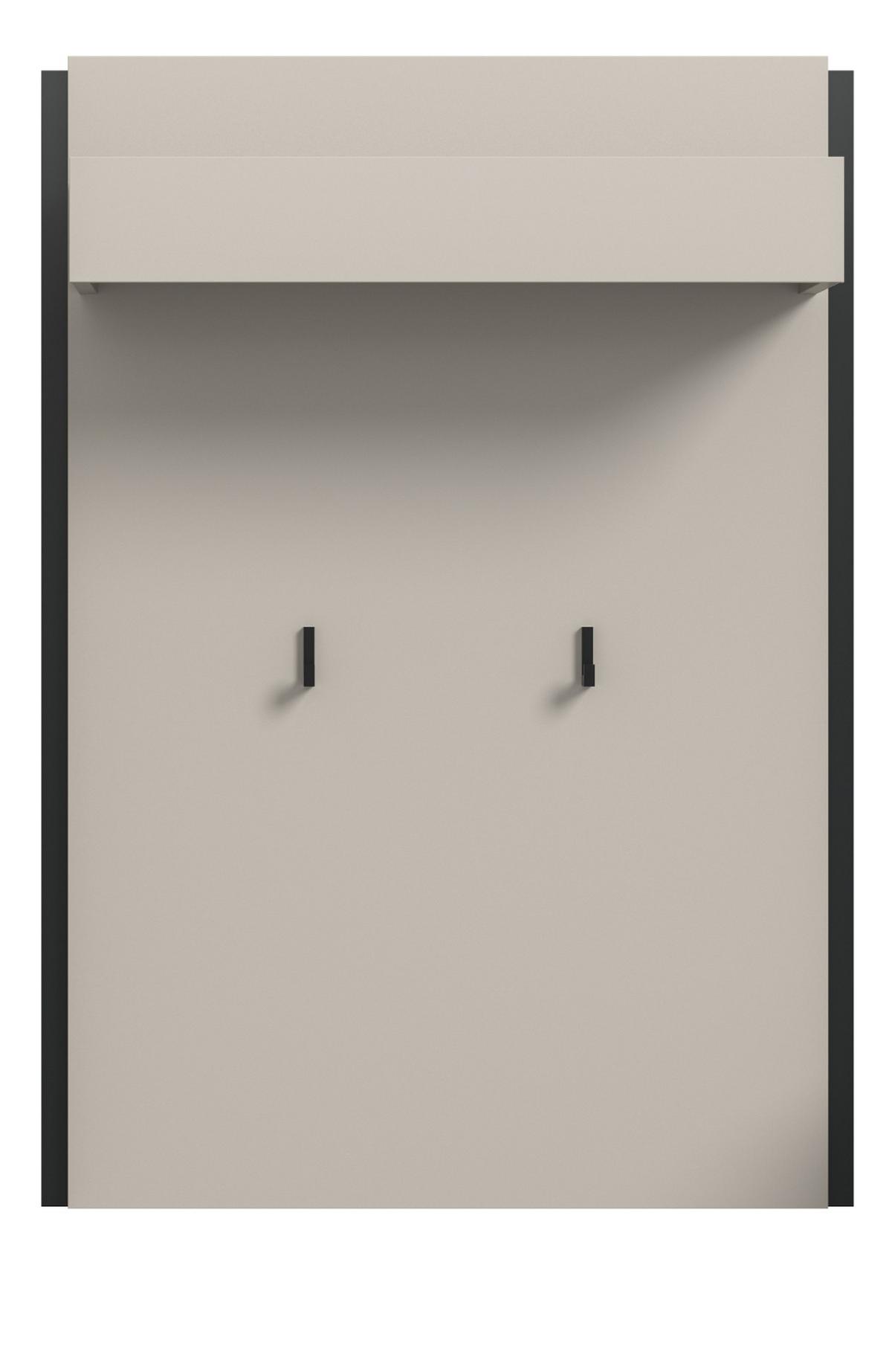 GARDEROBENPANEEL Kaschmir 75 x 106 cm, Wandgarderobe mit Kleiderstange - Kaschmir/Schwarz, Holzwerkstoff (75/106/30cm) - Inn.Furn