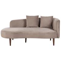 CHAISELONGUE Samtstoff taupe rechtsseitig Chaumont - Dunkelbraun/Beige, Textil (168/75/74cm) - Beliani