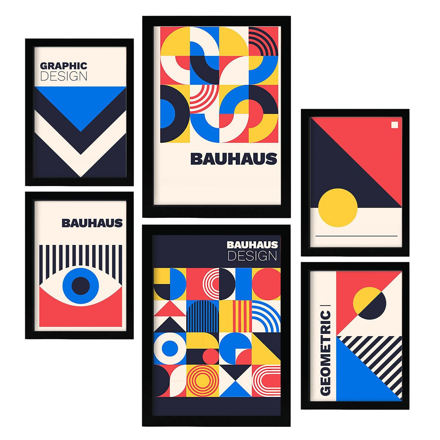 POSTER Set Mit 6 Drucken Im Bauhaus 4 Geometrische Designkollektion A3 & A4 Rahmenlos - Klar, Papier (29/3cm) - Nacnic