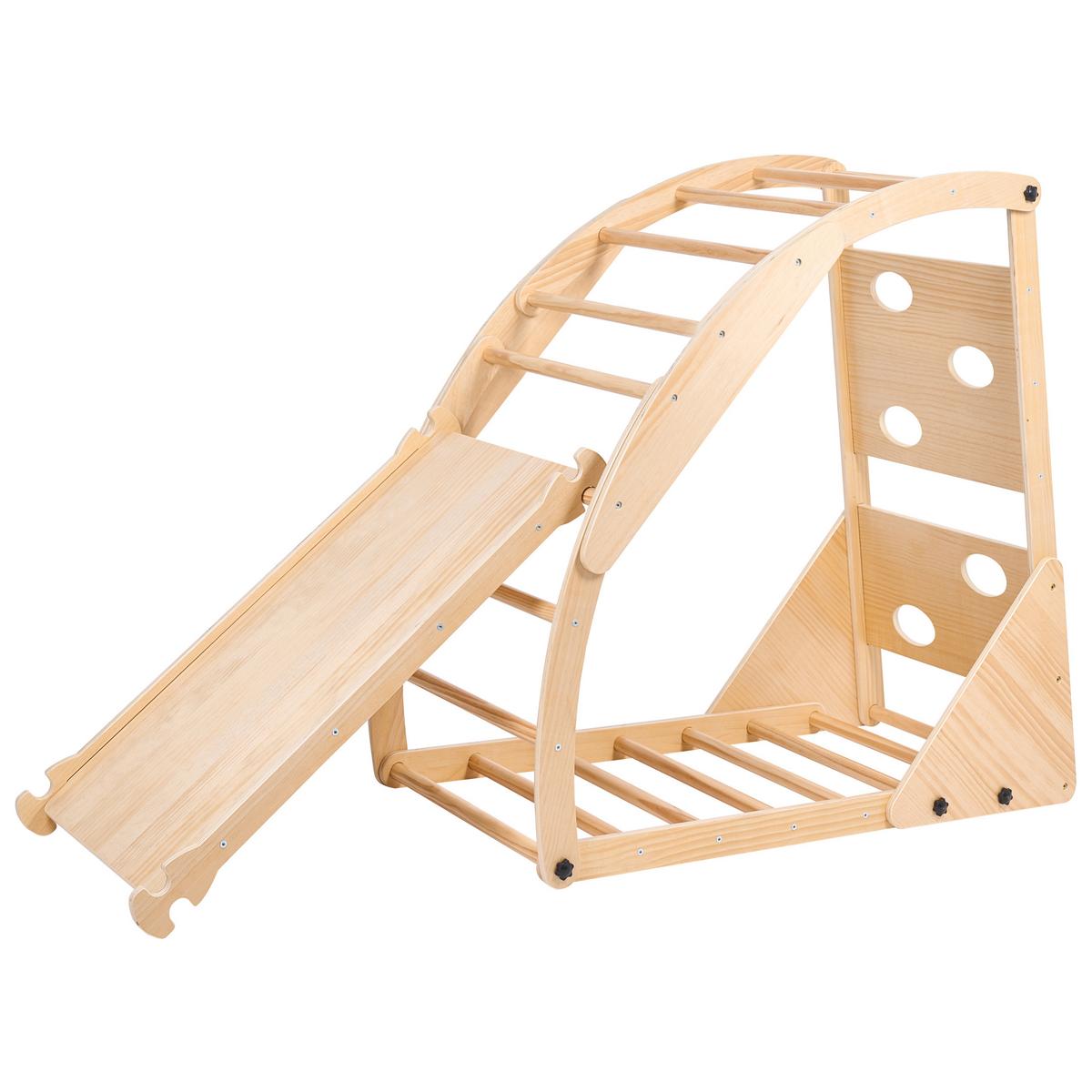 KLETTERBOGEN multifunktional Kiefernholz Hellbraun Calala - Hellbraun, Holz (140/119/48cm) - Beliani