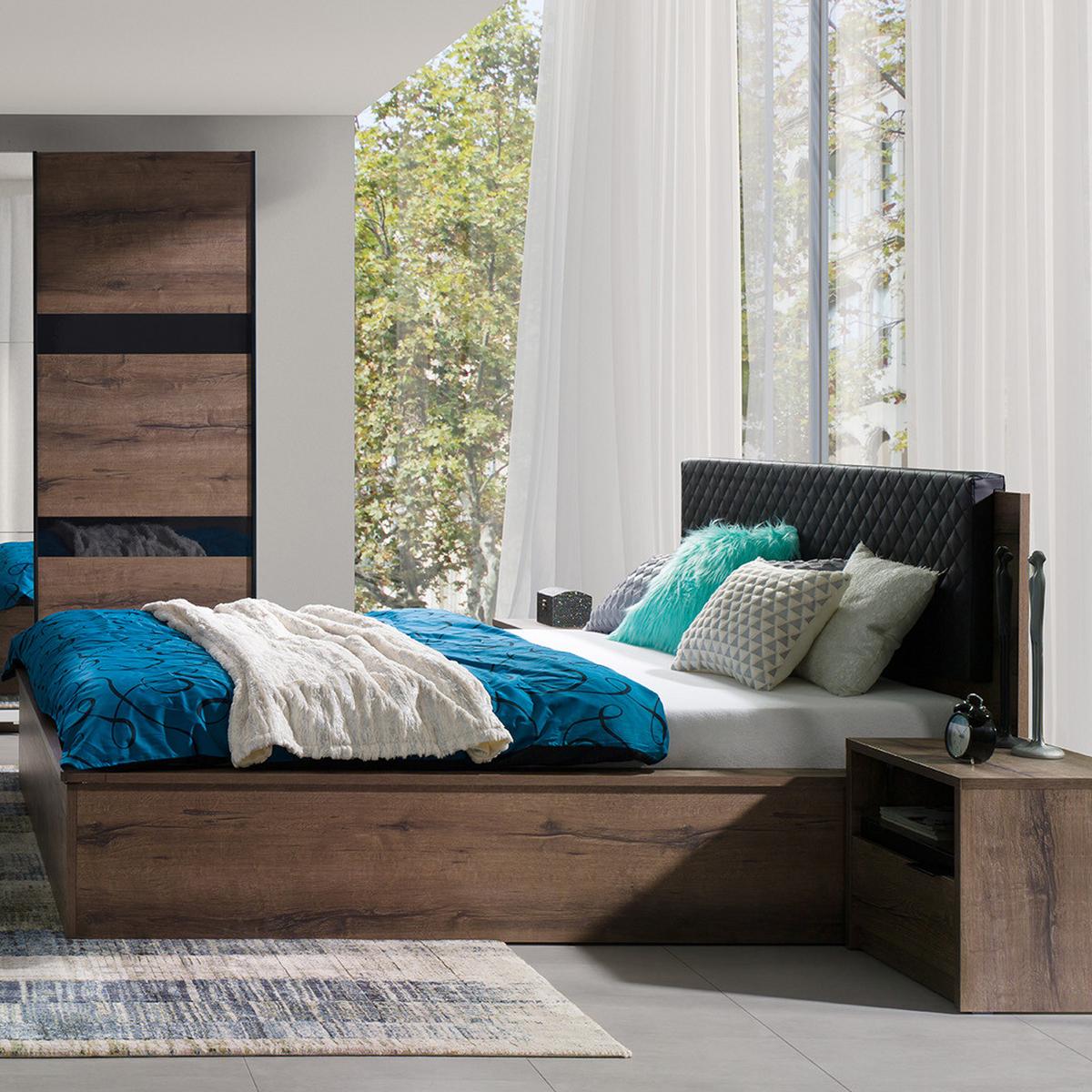 KOMMODE Devon mit 4 Schubladen, Eiche monastery - Eichefarben/Schwarz, Holzwerkstoff/Metall (80.5/90/40cm) - Beautysofa
