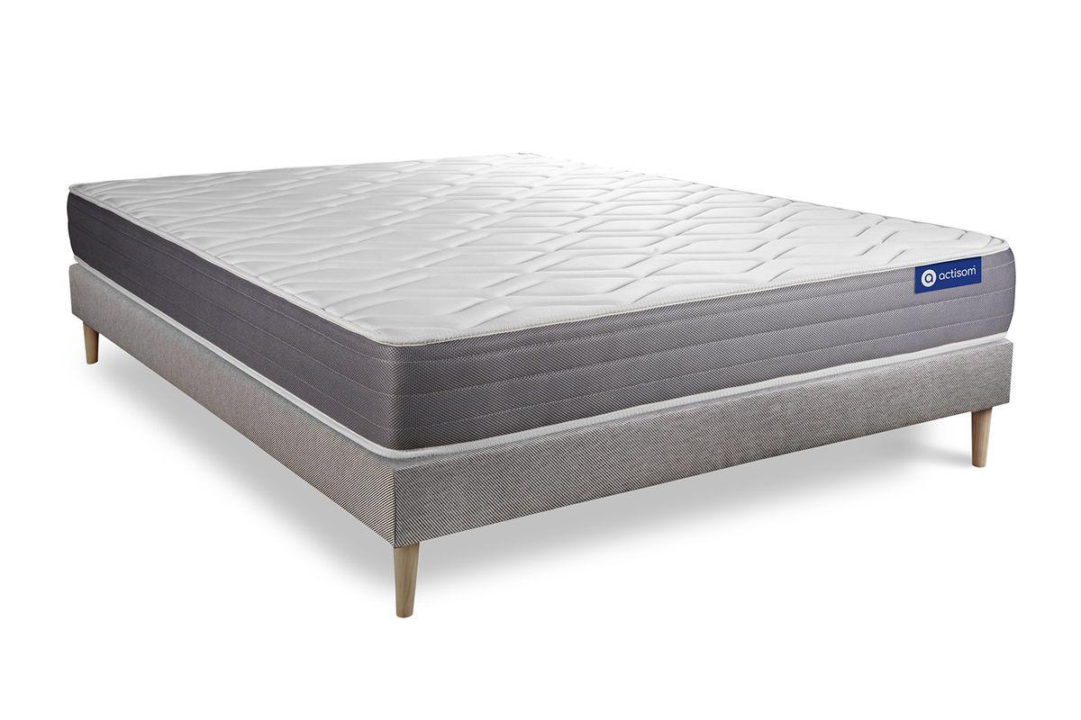 BETT Actiflex dream Taschenfederkern und Memory-Schaum 140 x 220 cm h1 - Kit Bettgestell Grau - Beige/Grau, Karton/Holz (140/220cm) - ACTISOM